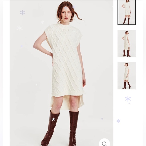 DEAR JOHN VICTORIA WIDE NECK SWEATER DRESS IVORY - Picture 1 of 3